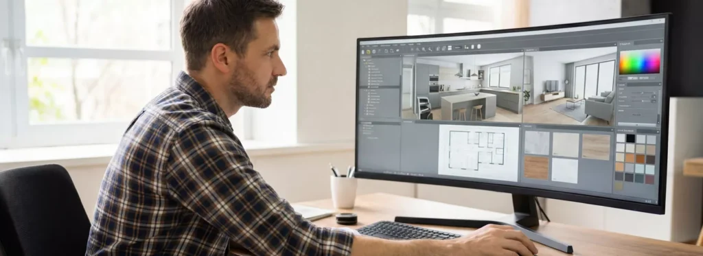 Paradigm - Man Using AI in Construction to Create 3D Interior Renderings - 1538x560