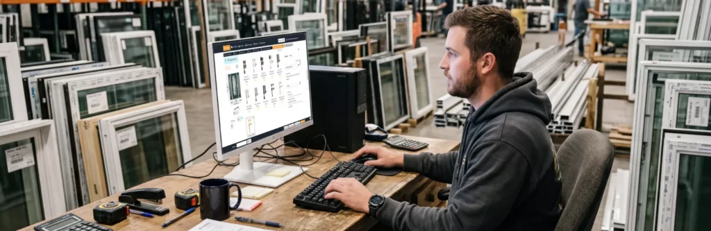 Man at a Desk in a Window Warehouse Using Paradigm Omni CPQ Software - Hero - 1536x500