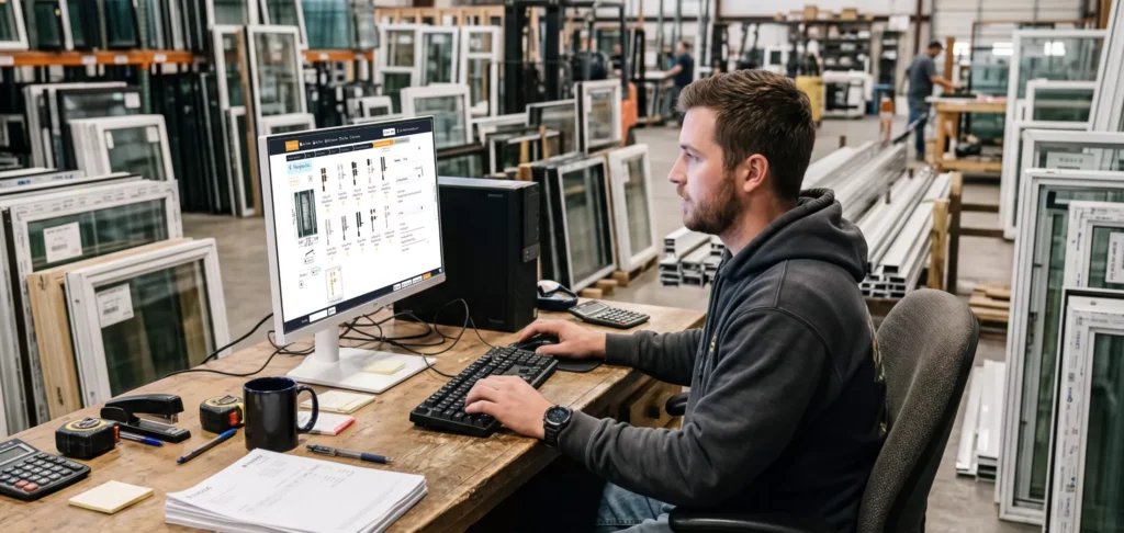 Man at a Desk in a Window Warehouse Using Paradigm Omni CPQ Software - Thumbnail - 2200x1045