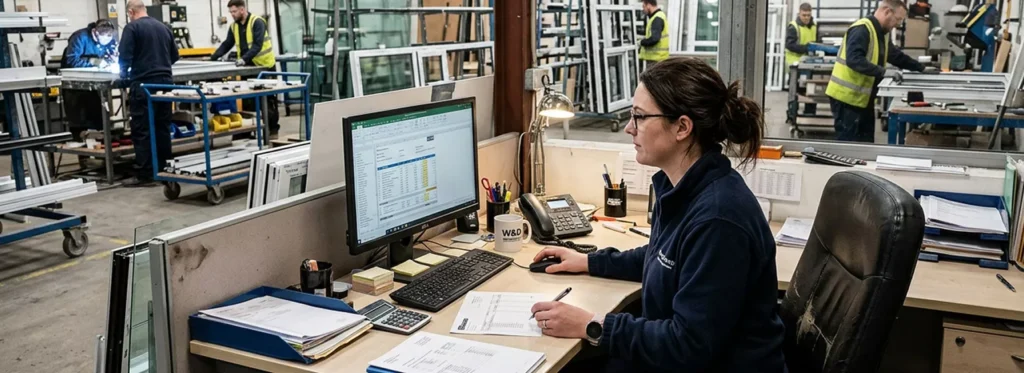 Paradigm - Woman in a Window and Door Warehouse Using Quoting Software to Quote a Project  - Hero Image