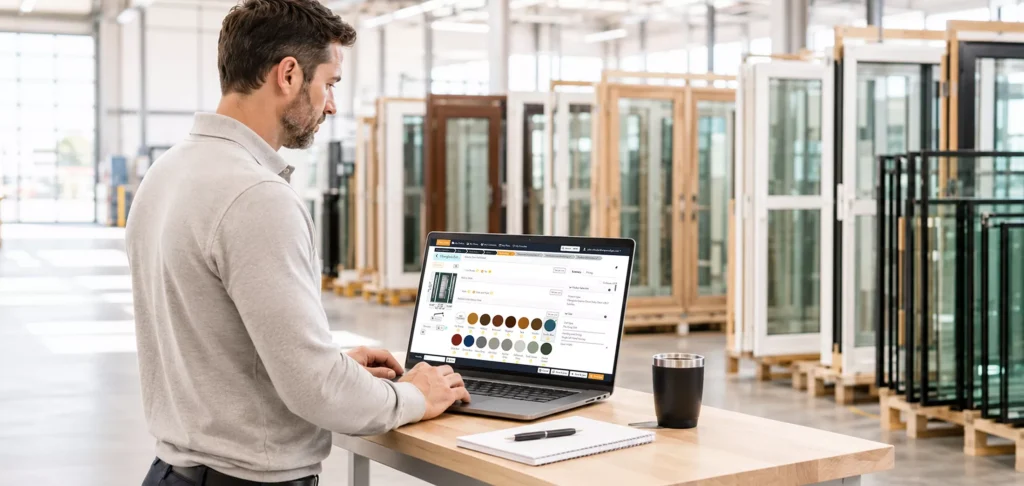 Paradigm - Man in Window and Door Manufacturer Warehouse Using CPQ Software - Feature Image - 2200x1045