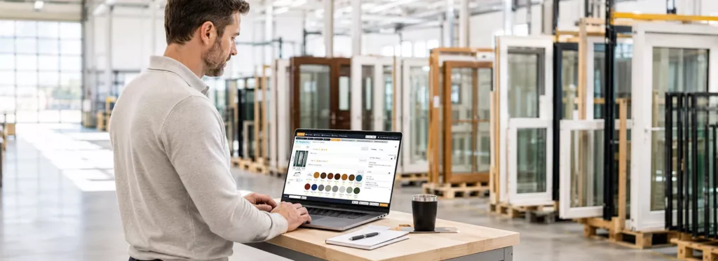 
Paradigm - Man in Window and Door Manufacturer Warehouse Using CPQ Software - Hero Image - 1538x560 